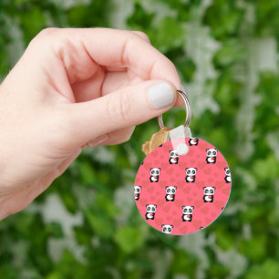 Schattige Panda met Hart Patroon  Kawaii Valentijn Sleutelhanger