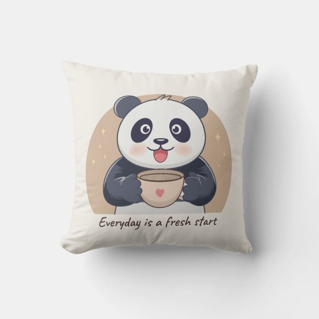 Schattige Panda met Koffie Kussen (Voorkant)