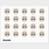Schattige panda met koffie ronde sticker (Vel)