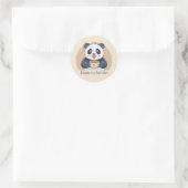 Schattige panda met koffie ronde sticker (Tas)