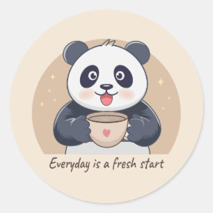 Schattige panda met koffie ronde sticker