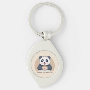 Schattige panda met koffie sleutelhanger