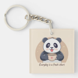 Schattige panda met koffie sleutelhanger