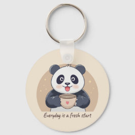 Schattige Panda met Koffie Sleutelhanger