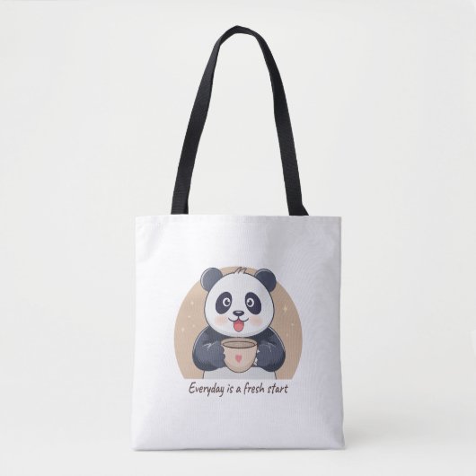 Schattige panda met koffie tote bag (Voorkant)