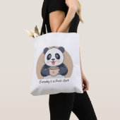 Schattige panda met koffie tote bag (Dichtbij)