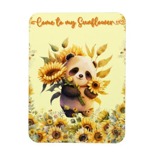 Schattige Panda met Zonnebloemen Flexibele Magneet