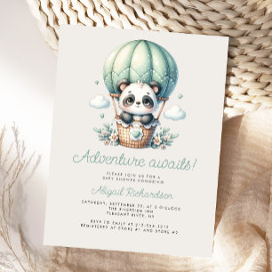 Schattige Panda Mintgroene Heet Luchtballon Baby S Briefkaart