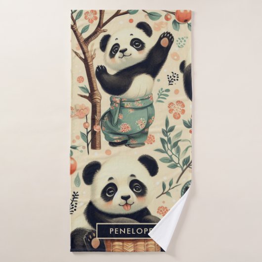 Schattige  Panda naadloos schilderen Badhanddoek (Badhanddoek)