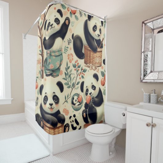Schattige  Panda naadloos schilderen Douchegordijn (In situ)