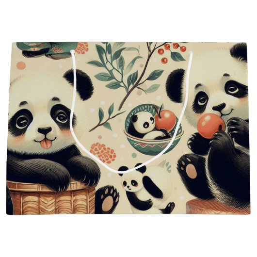 Schattige  Panda naadloos schilderen Groot Cadeauzakje (Voorkant)