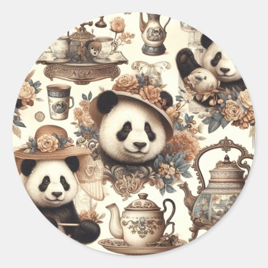  Schattige Panda naadloos schilderen Ronde Sticker (Voorkant)