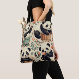 Schattige Panda naadloos schilderen Tote Bag