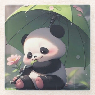 Schattige panda onder paraplu onderzetter Kawaii