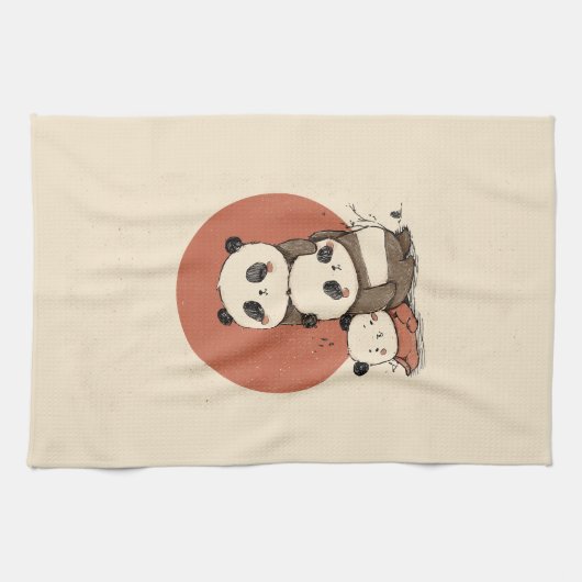 Schattige panda-ontwerp theedoek (Horizontaal)