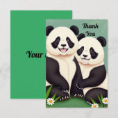 Schattige Panda Paar Bedankkaart (Voorkant / Achterkant)