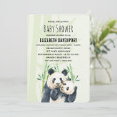 Schattige Panda Paar in Bamboe Waterverf Baby show Kaart (Staand voorkant)