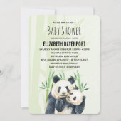 Schattige Panda Paar in Bamboe Waterverf Baby show Kaart (Voorkant)