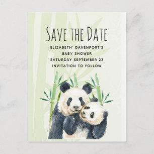 Schattige Panda Paar Save the Date Baby shower Uitnodiging Briefkaart