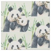 Schattige Panda Pair & Bamboe Waterverf Pattern Stof (Close Up)