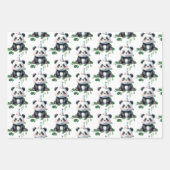 Schattige Panda Pattern Beer met groen en geschenk Inpakpapier Vel (Voorkant 3)