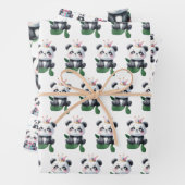 Schattige Panda Pattern Beer met groen en geschenk Inpakpapier Vel (In situ)