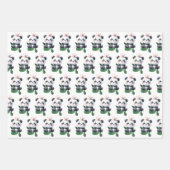 Schattige Panda Pattern Beer met groen en geschenk Inpakpapier Vel (Voorkant)