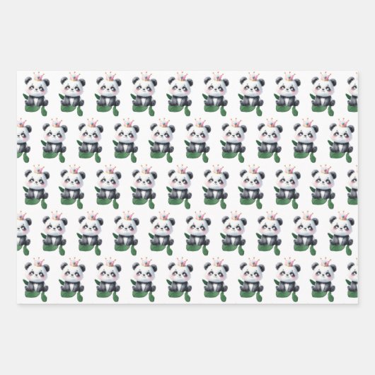 Schattige Panda Pattern Beer met groen en geschenk Inpakpapier Vel (Voorkant)