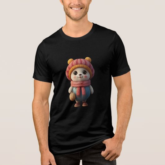 Schattige Panda-personage in winteroutfit - Cozy C Tri-Blend Shirt (Voorkant)