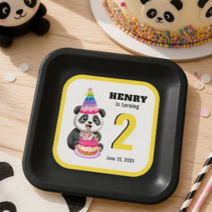 Schattige Panda - Persoonlijke Verjaardag Papieren Bordje