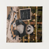 Schattige Panda Plushie zwangerschapsaankondiging Wandkleed (Voorkant (horizontaal))