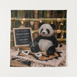 Schattige Panda Plushie zwangerschapsaankondiging Wandkleed