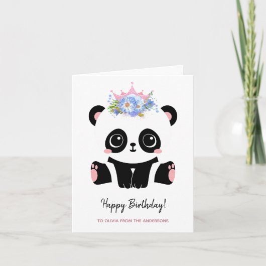 Schattige panda-prinses Gefeliciteerd  Kaart (Voorkant)