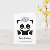 Schattige panda-prinses Gefeliciteerd  Kaart (Gele Bloem)