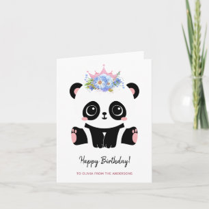 Schattige panda-prinses Gefeliciteerd  Kaart
