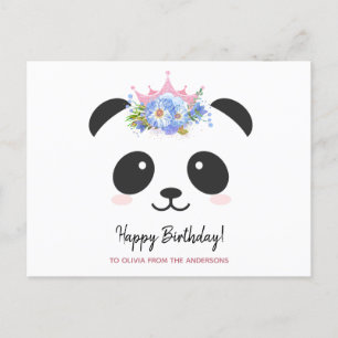 Schattige panda-prinses Happy Birthday persoonlijk Briefkaart