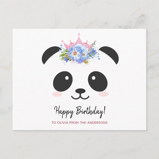Schattige panda-prinses Happy Birthday persoonlijk Briefkaart (Voorkant)