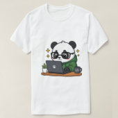 Schattige Panda Programmeur Codeer Laptop | Kawaii T-shirt (Design voorkant)
