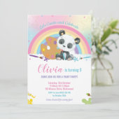 Schattige Panda Regenboog Art Paint Verjaardagsfee Kaart (Staand voorkant)