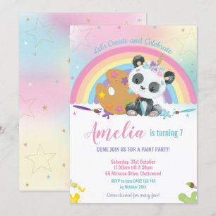 Schattige Panda Regenboog Art Paint Verjaardagsfee Kaart