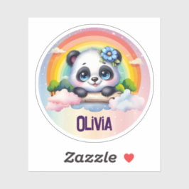 Schattige Panda regenboog met  naam Sticker