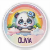 Schattige Panda regenboog met  naam Sticker (Voorkant)