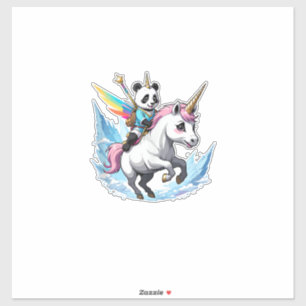 Schattige Panda Ridding Eenhoorn Meisjes Kinderen Sticker