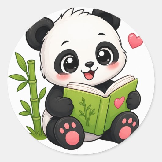 schattige panda ronde sticker (Voorkant)