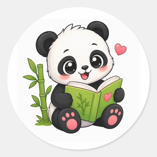 schattige panda ronde sticker (Voorkant)
