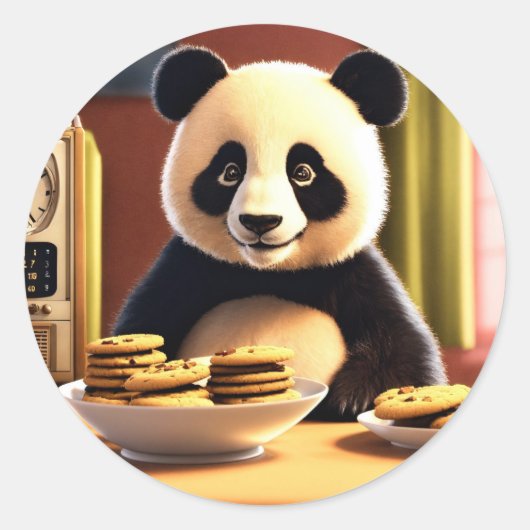 schattige panda ronde sticker (Voorkant)