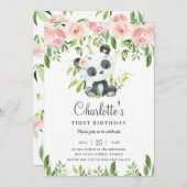 Schattige Panda Roze Bloemen Groen 1e Verjaardag M Kaart (Voorkant / Achterkant)