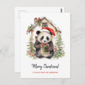 Schattige Panda Santa Christmas House Briefkaart (Voorkant / Achterkant)