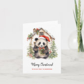 Schattige Panda Santa Christmas House Kaart (Voorkant)
