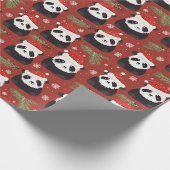 Schattige Panda Santa rood vakantiepatroon Cadeaupapier (Hoek)